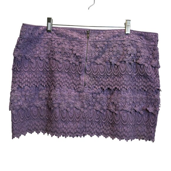 American Eagle Womens Lace Embroidered Mini Skirt Sz 18 Purple NWT Cottage ZipUp - Picture 4 of 7